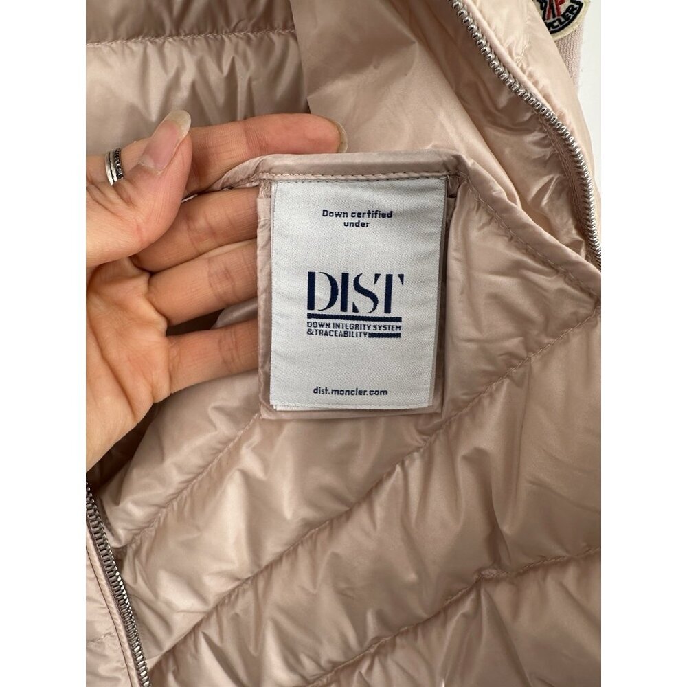 MONCLER Pink Tricot Wool Down Quilted Panel Cardigan Jacket Women’s M Read - Picture 8 of 16